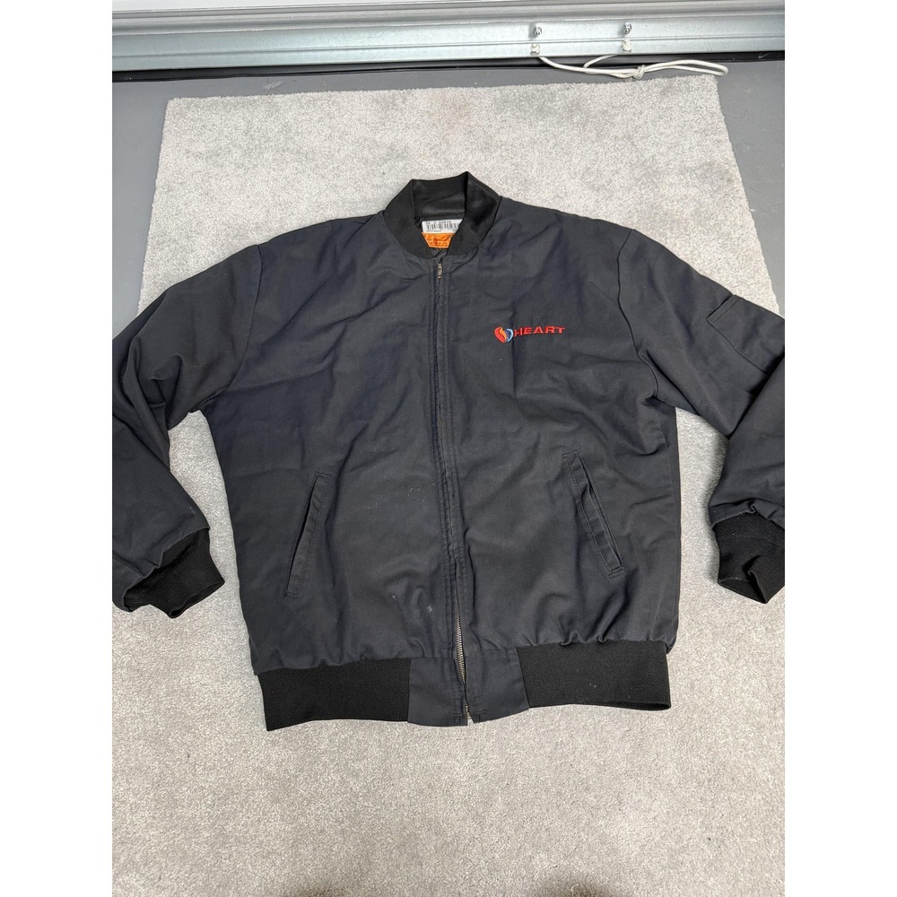 Red Kap Jacket Mens Large Black Insulated Full Zip Bomber Workwear Heart Logo